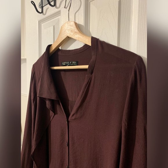 All Saints Purple Long Sleeve V-Neck Blouse - Picture 2 of 12